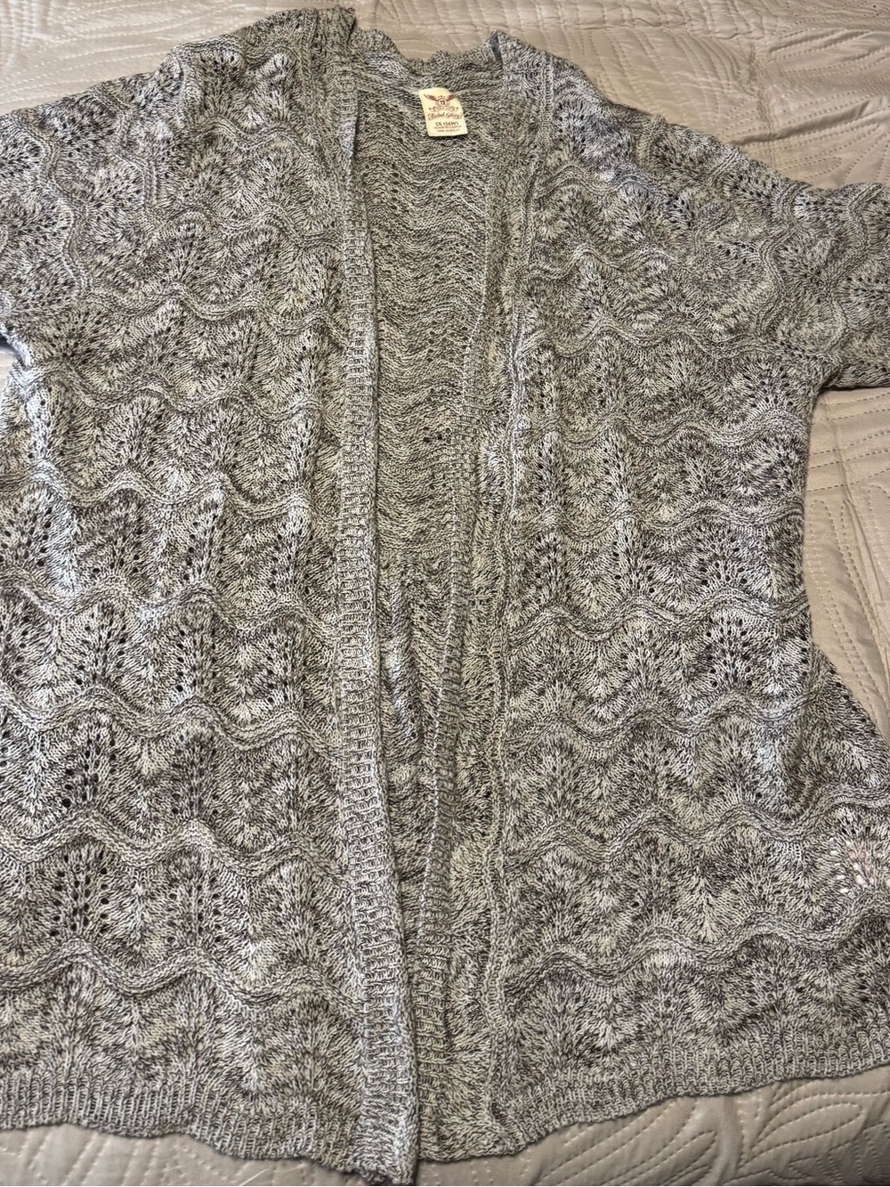 Faded Glory Open Front Gray Women's Sweater Cardigan Buttonless Sz 1X 16W